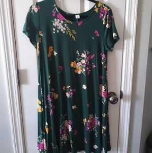 Old Navy Green Floral Swing Dress